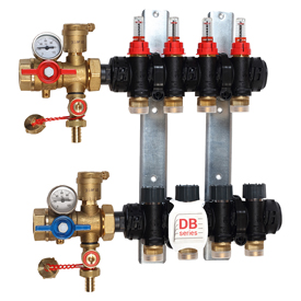 R553FPDB Kit collecteur prémonté avec débimètres, en technopolymère avec équilibrage dynamique du débit
